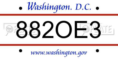 882OE3 District Of Columbia License Plate