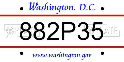 882P35 District Of Columbia License Plate