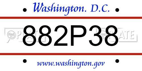 882P38 District Of Columbia License Plate