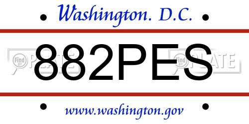 882PES District Of Columbia License Plate
