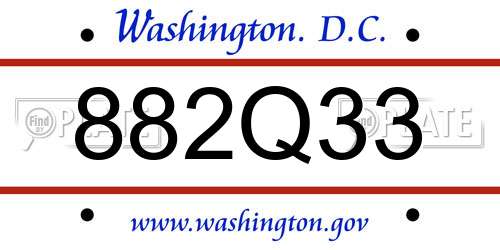 882Q33 District Of Columbia License Plate