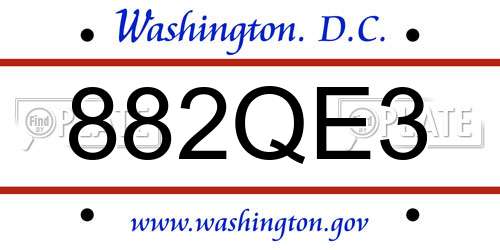882QE3 District Of Columbia License Plate