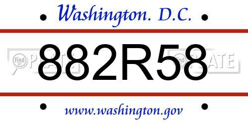 882R58 District Of Columbia License Plate
