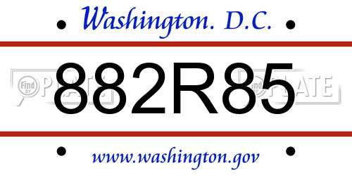 882R85 District Of Columbia License Plate