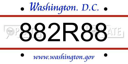 882R88 District Of Columbia License Plate