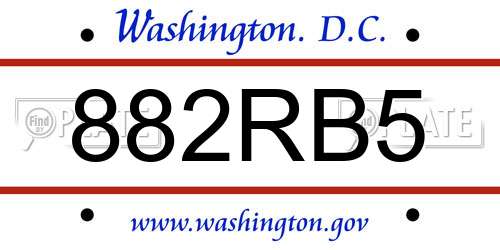 882RB5 District Of Columbia License Plate