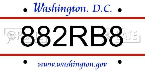 882RB8 District Of Columbia License Plate