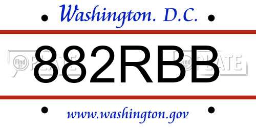 882RBB District Of Columbia License Plate