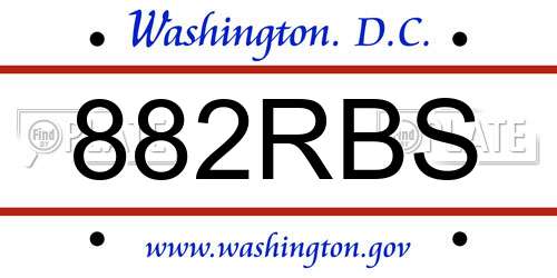 882RBS District Of Columbia License Plate