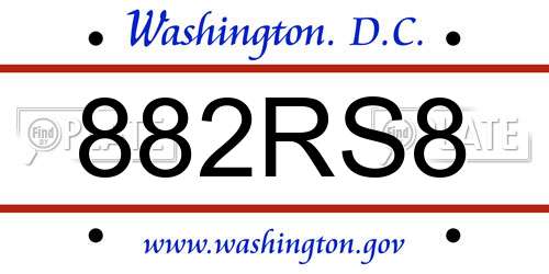 882RS8 District Of Columbia License Plate