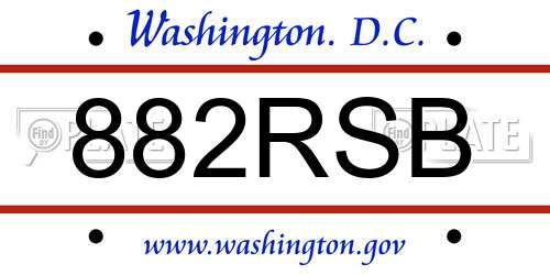 882RSB District Of Columbia License Plate