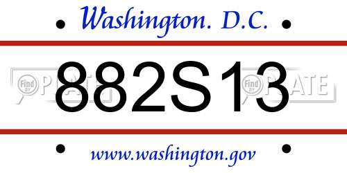 882S13 District Of Columbia License Plate