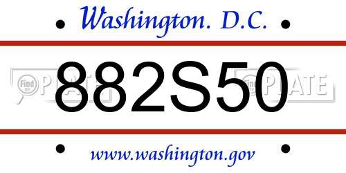 882S50 District Of Columbia License Plate