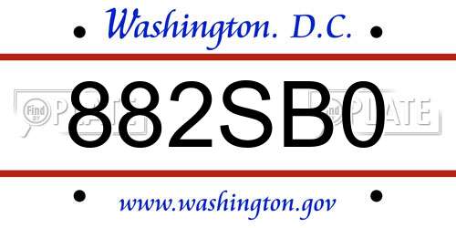 882SB0 District Of Columbia License Plate
