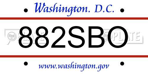 882SBO District Of Columbia License Plate