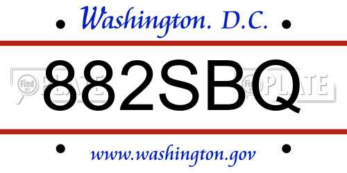 882SBQ District Of Columbia License Plate