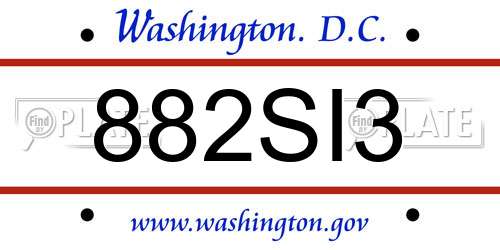 882SI3 District Of Columbia License Plate