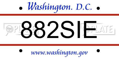 882SIE District Of Columbia License Plate