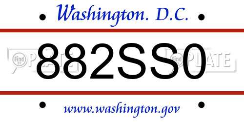 882SS0 District Of Columbia License Plate