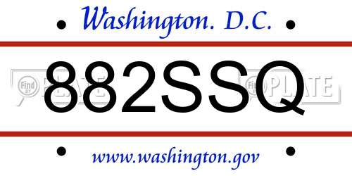 882SSQ District Of Columbia License Plate