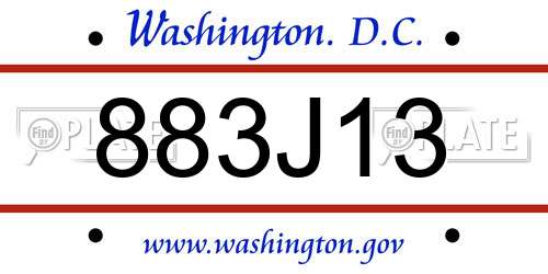 883J13 District Of Columbia License Plate