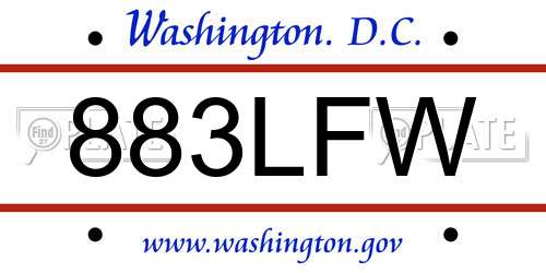 883LFW District Of Columbia License Plate