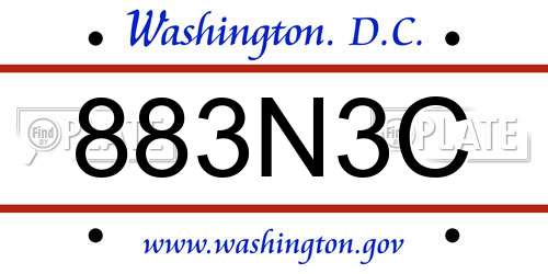 883N3C District Of Columbia License Plate