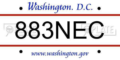 883NEC District Of Columbia License Plate