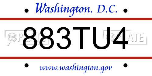 883TU4 District Of Columbia License Plate