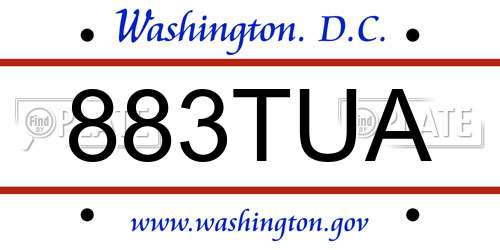883TUA District Of Columbia License Plate