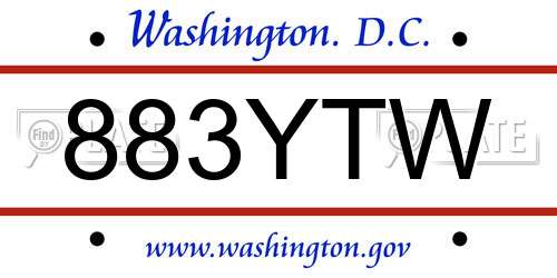 883YTW District Of Columbia License Plate