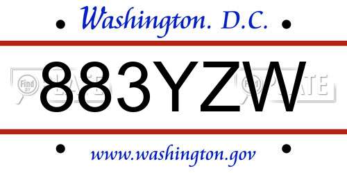 883YZW District Of Columbia License Plate