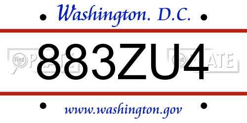 883ZU4 District Of Columbia License Plate
