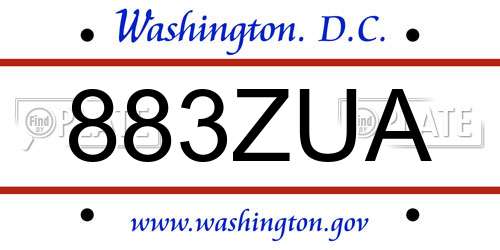 883ZUA District Of Columbia License Plate