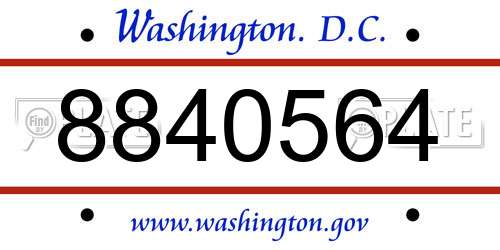 8840564 District Of Columbia License Plate