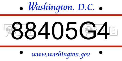 88405G4 District Of Columbia License Plate