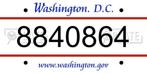 8840864 District Of Columbia License Plate