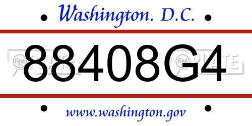 88408G4 District Of Columbia License Plate