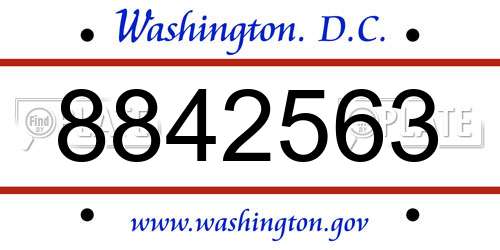 8842563 District Of Columbia License Plate
