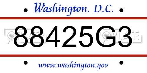 88425G3 District Of Columbia License Plate