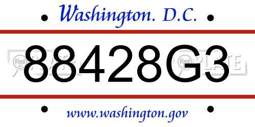 88428G3 District Of Columbia License Plate