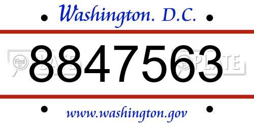 8847563 District Of Columbia License Plate