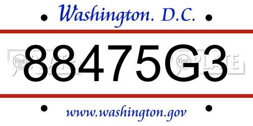 88475G3 District Of Columbia License Plate