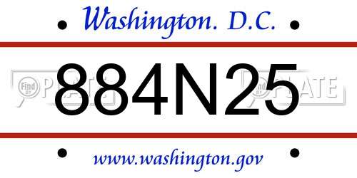 884N25 District Of Columbia License Plate