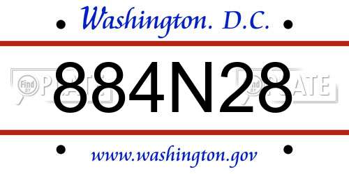 884N28 District Of Columbia License Plate