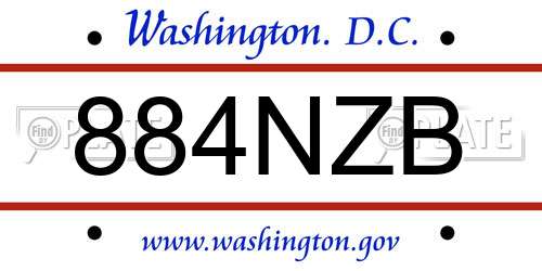 884NZB District Of Columbia License Plate