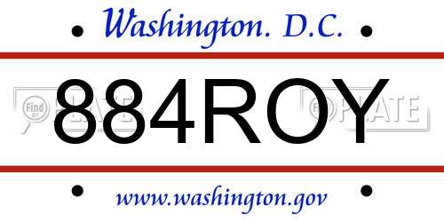 884ROY District Of Columbia License Plate