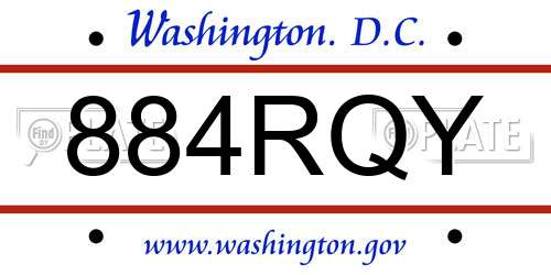 884RQY District Of Columbia License Plate