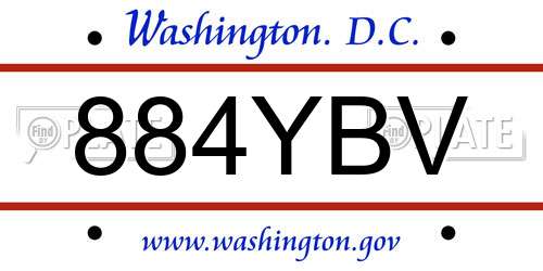 884YBV District Of Columbia License Plate