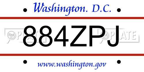 884ZPJ District Of Columbia License Plate